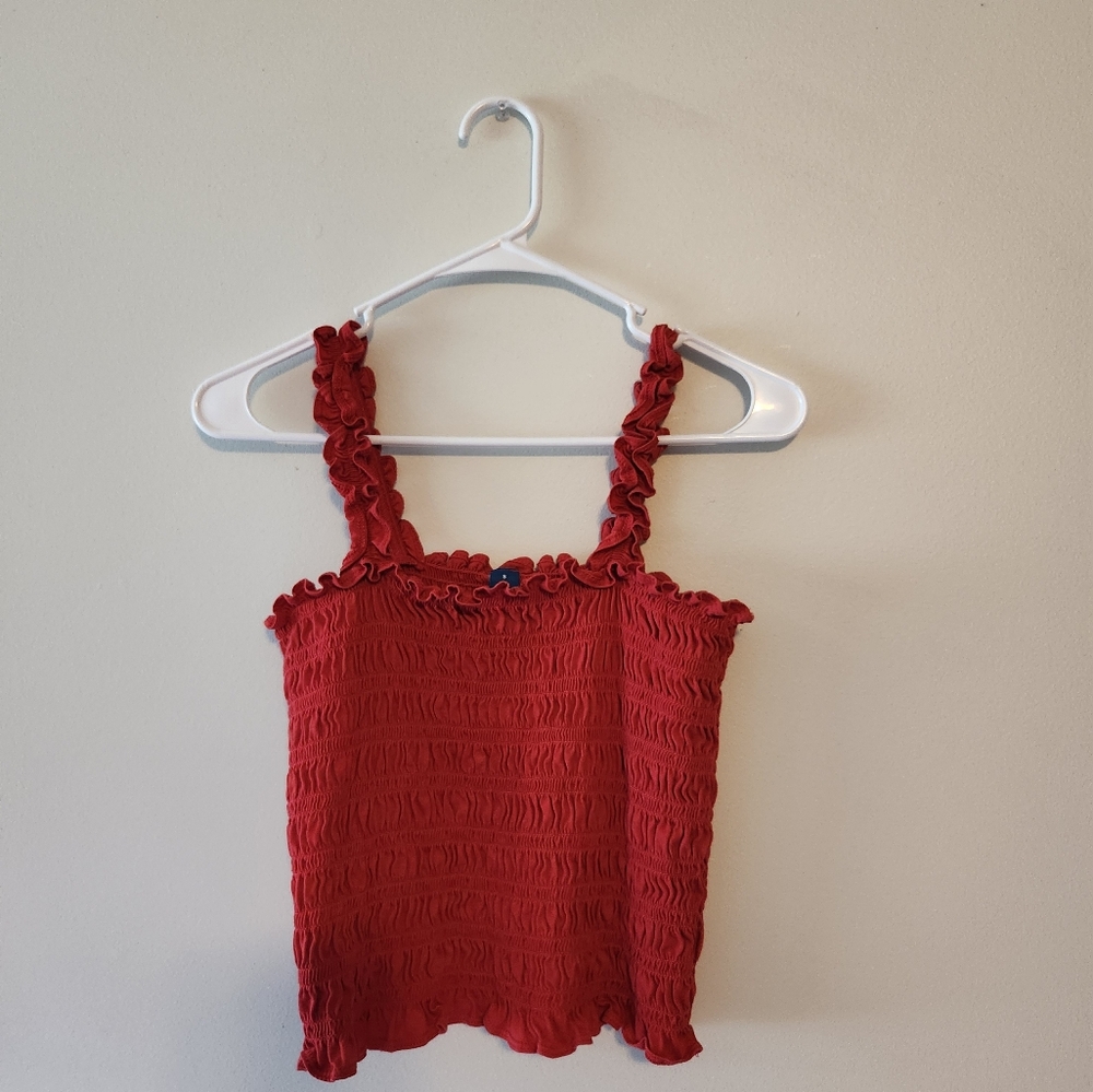 Old Navy Fitted Smocked Red Tank Top